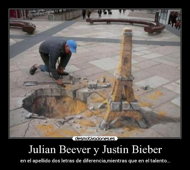 Julian Beever y Justin Bieber - 