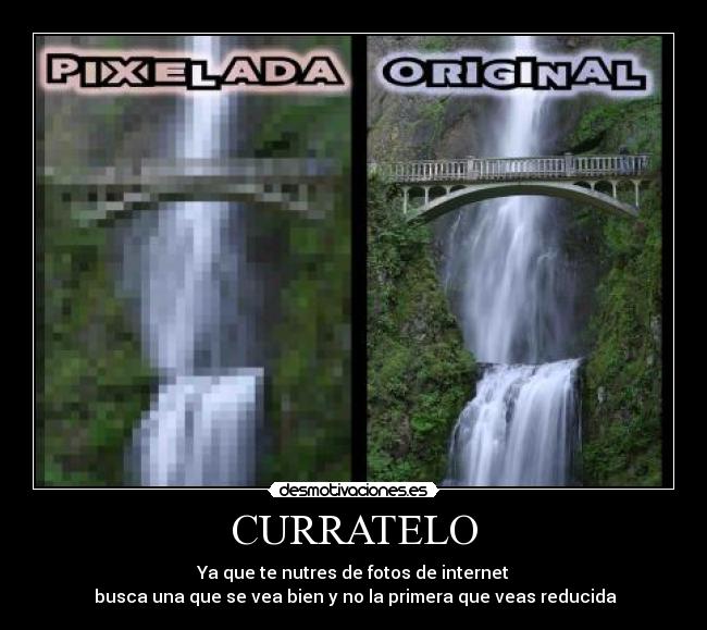 CURRATELO - Ya que te nutres de fotos de internet
 busca una que se vea bien y no la primera que veas reducida