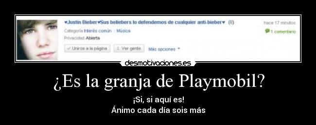 ¿Es la granja de Playmobil? - ¡Si, si aquí es!
Ánimo cada día sois más