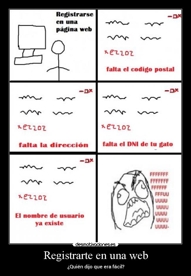 Registrarte en una web - ¿Quién dijo que era fácil?