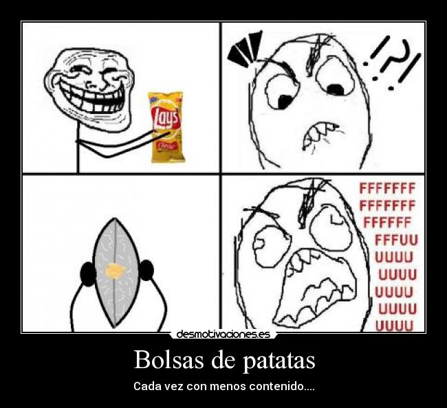 Bolsas de patatas - Cada vez con menos contenido....