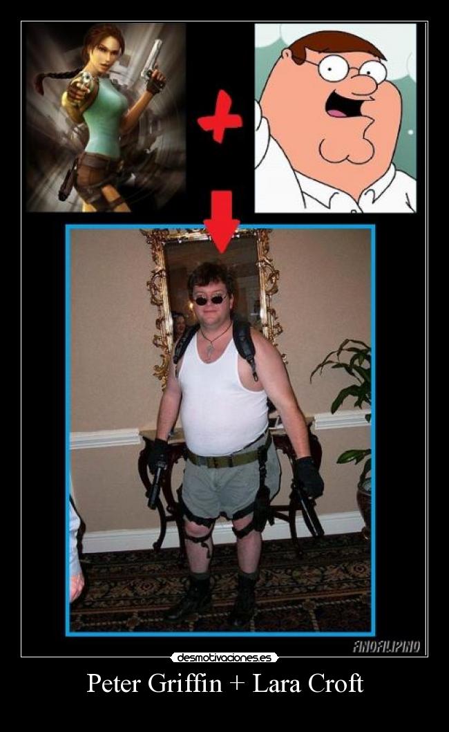carteles peter griffin tomb raider lara croft desmotivaciones