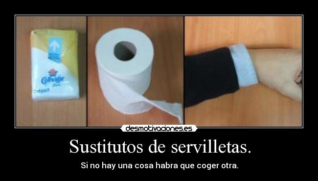 Sustitutos de servilletas. - Si no hay una cosa habra que coger otra.