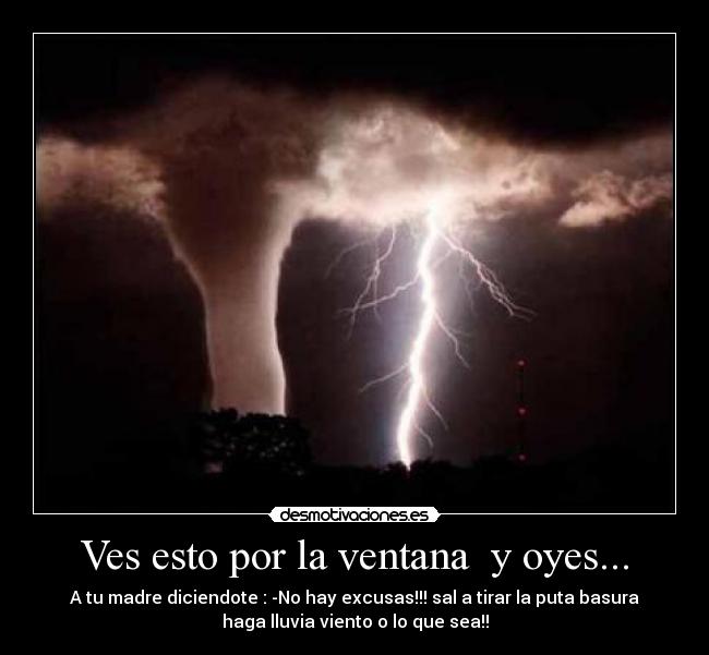 Ves esto por la ventana y oyes... -