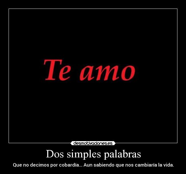 Dos simples palabras - Que no decimos por cobardía... Aun sabiendo que nos cambiaría la vida.