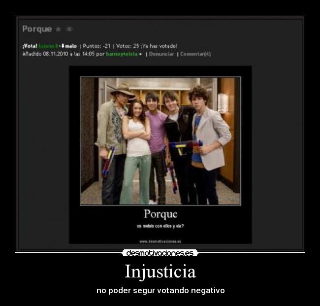 Injusticia - no poder segur votando negativo