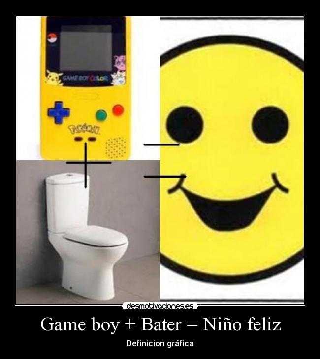 Game boy + Bater = Niño feliz - Definicion gráfica