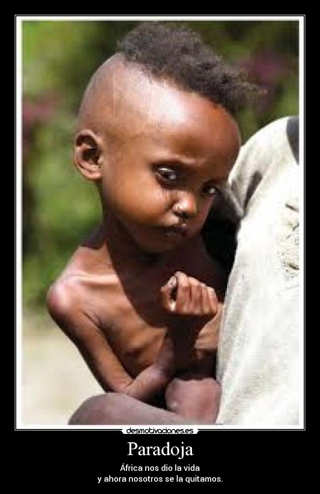 Paradoja - África nos dio la vida
y ahora nosotros se la quitamos.