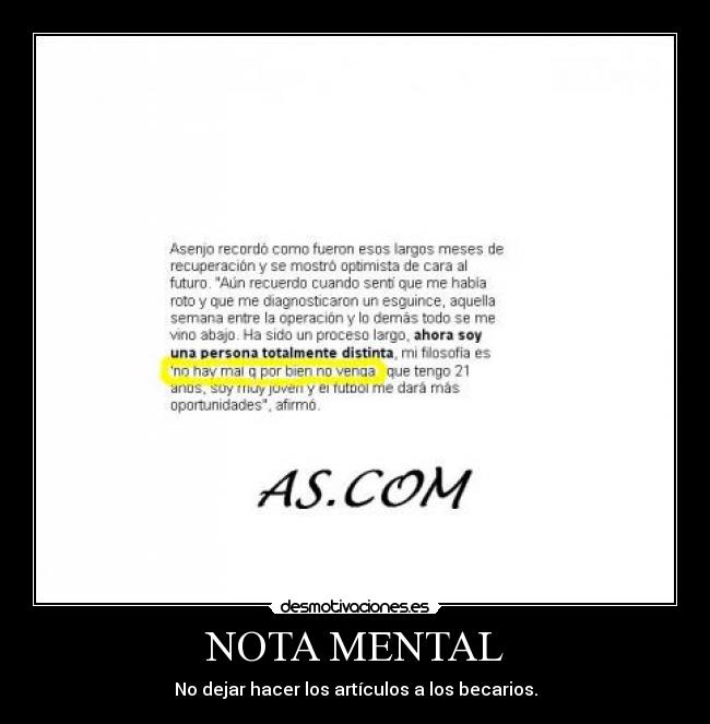 NOTA MENTAL - No dejar hacer los artículos a los becarios.