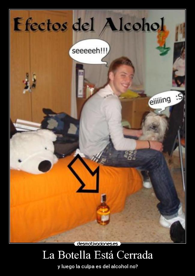carteles efectos alcohol perro fail botella desmotivaciones