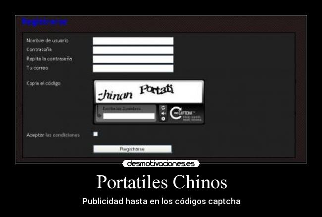 Portatiles Chinos - Publicidad hasta en los códigos captcha