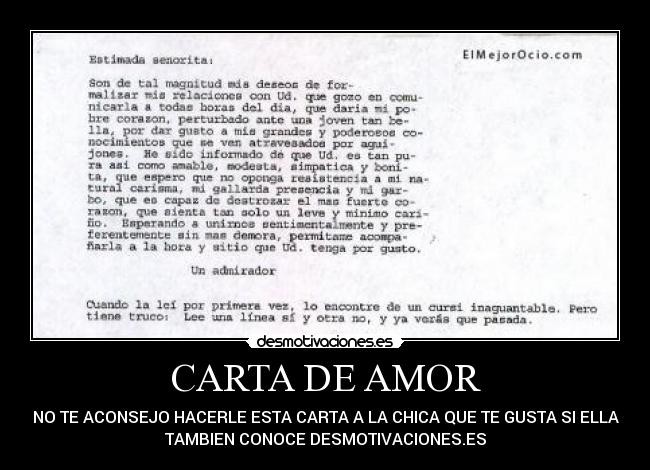 CARTA DE AMOR -