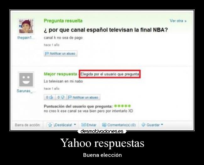 Yahoo respuestas - Buena elección