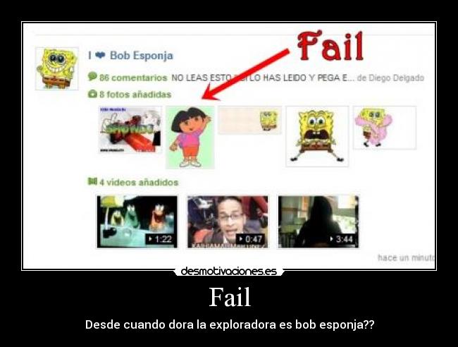 Fail - Desde cuando dora la exploradora es bob esponja??