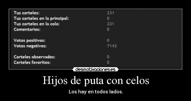 Hijos de puta con celos - Los hay en todos lados.