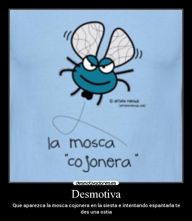 Desmotiva - Que aparezca la mosca cojonera en la siesta e intentando espantarla te des una ostia