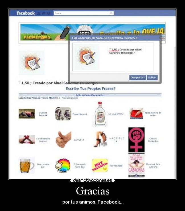 Gracias - por tus animos, Facebook...
