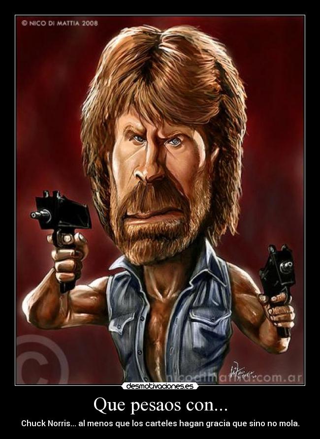 Que pesaos con... - Chuck Norris... al menos que los carteles hagan gracia que sino no mola.