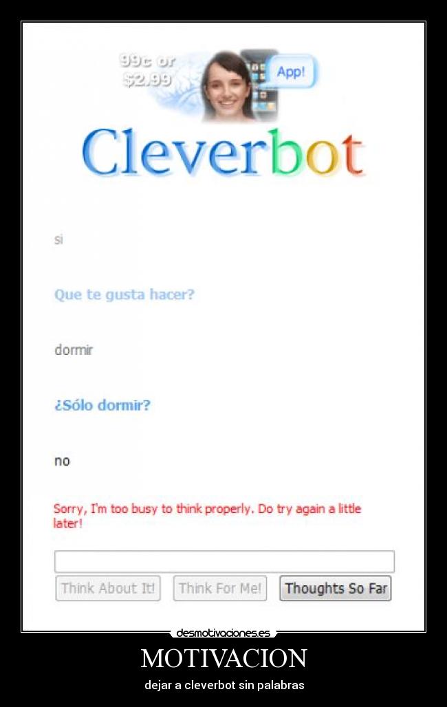 MOTIVACION - dejar a cleverbot sin palabras