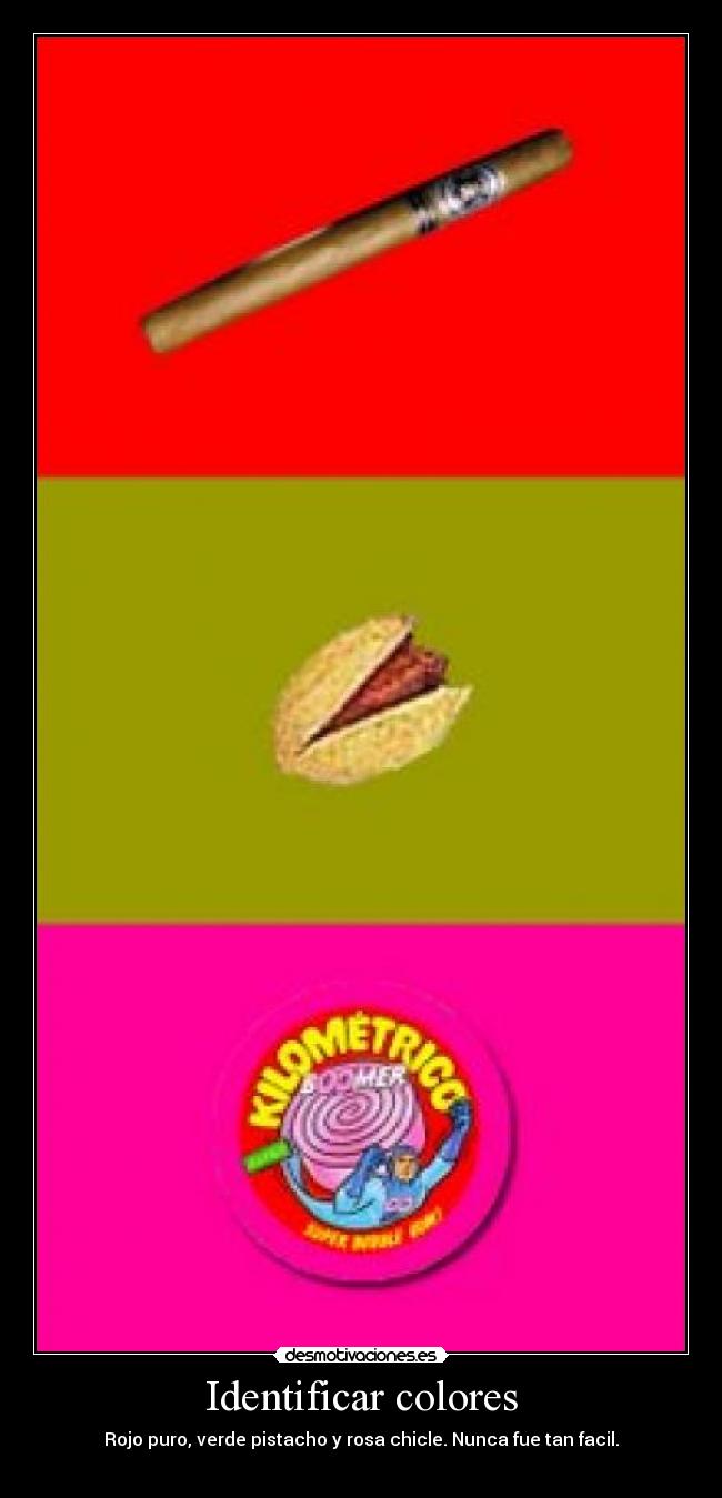 Identificar colores - Rojo puro, verde pistacho y rosa chicle. Nunca fue tan facil.