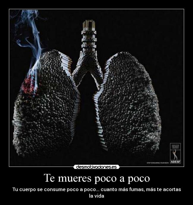 Te mueres poco a poco - Tu cuerpo se consume poco a poco... cuanto más fumas, más te acortas la vida