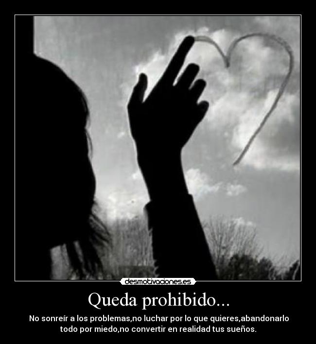 Queda prohibido... -  No sonreír a los problemas,no luchar por lo que quieres,abandonarlo
todo por miedo,no convertir en realidad tus sueños.