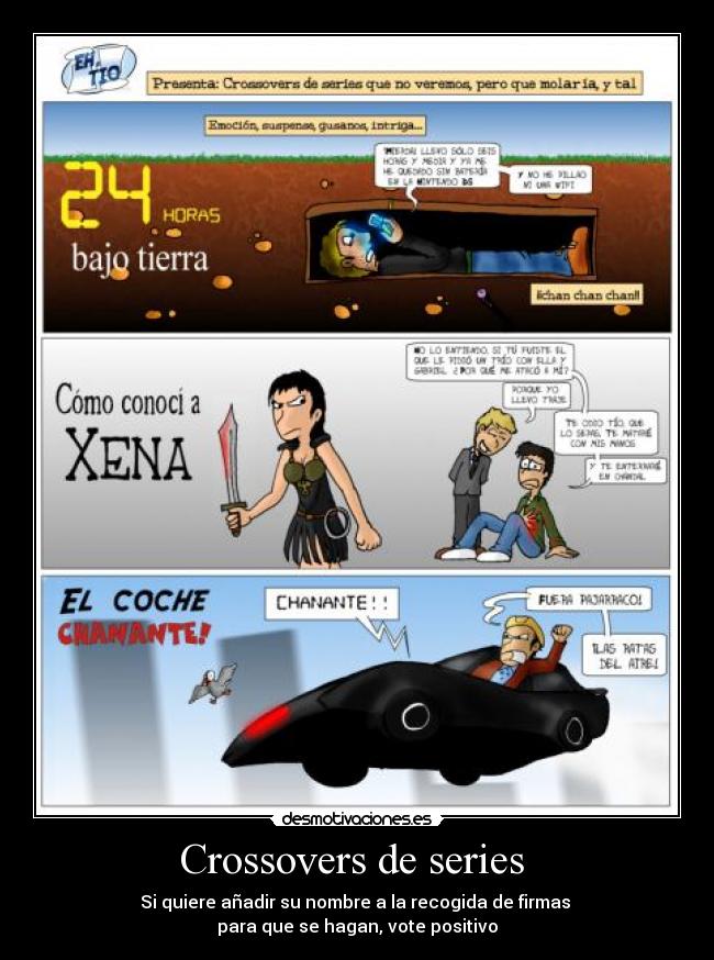 carteles crossovers series mola recogida firmas vote postivo desmotivaciones