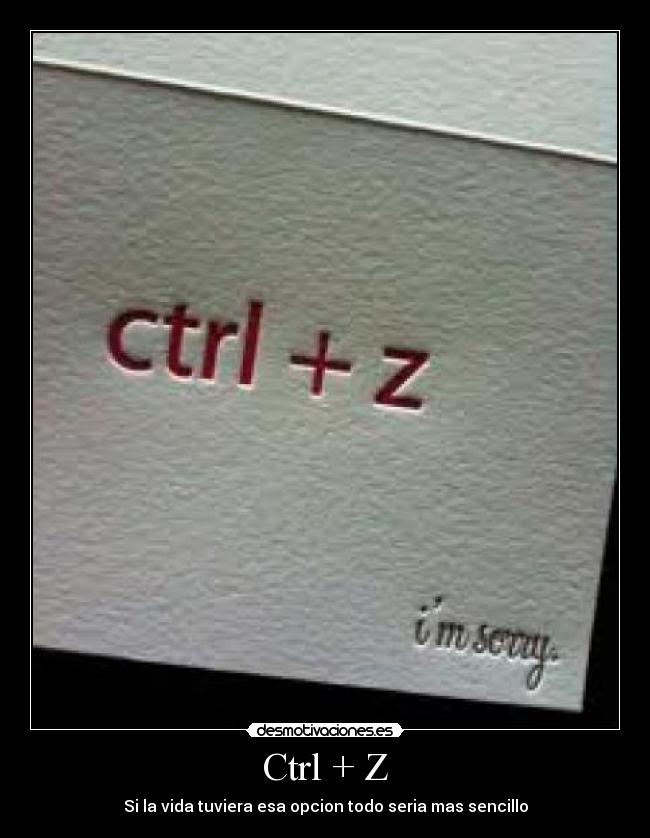 Ctrl + Z - Si la vida tuviera esa opcion todo seria mas sencillo
