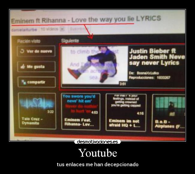 Youtube - tus enlaces me han decepcionado