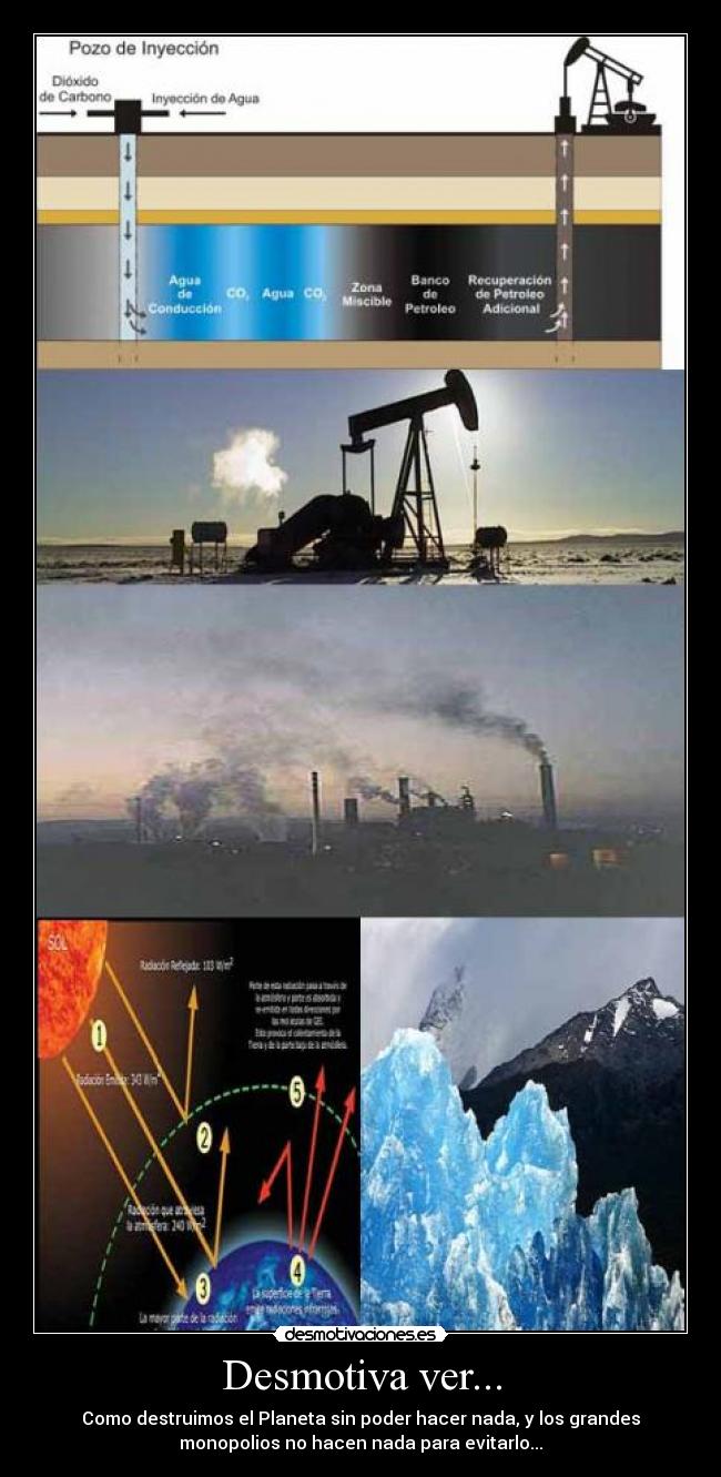 Desmotiva ver... - Como destruimos el Planeta sin poder hacer nada, y los grandes
monopolios no hacen nada para evitarlo...