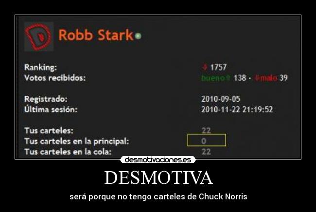 DESMOTIVA - será porque no tengo carteles de Chuck Norris