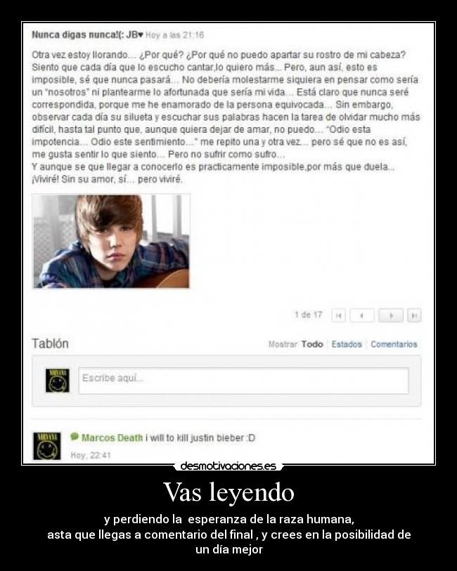 Vas leyendo - y perdiendo la  esperanza de la raza humana,
asta que llegas a comentario del final , y crees en la posibilidad de un día mejor