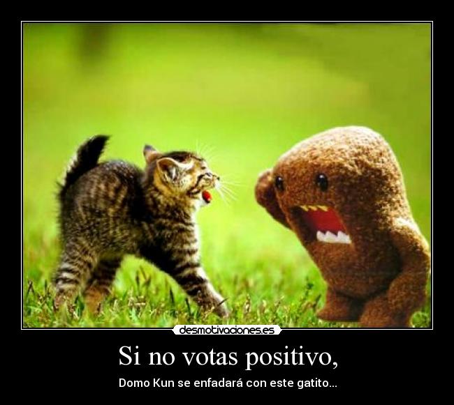 Si no votas positivo, - Domo Kun se enfadará con este gatito...