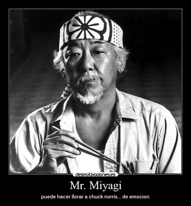 Mr. Miyagi - puede hacer llorar a chuck norris... de emocion.