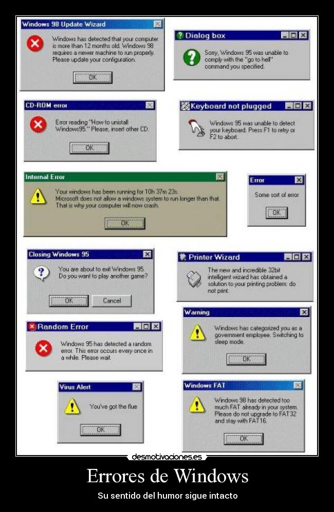 Errores de Windows - Su sentido del humor sigue intacto