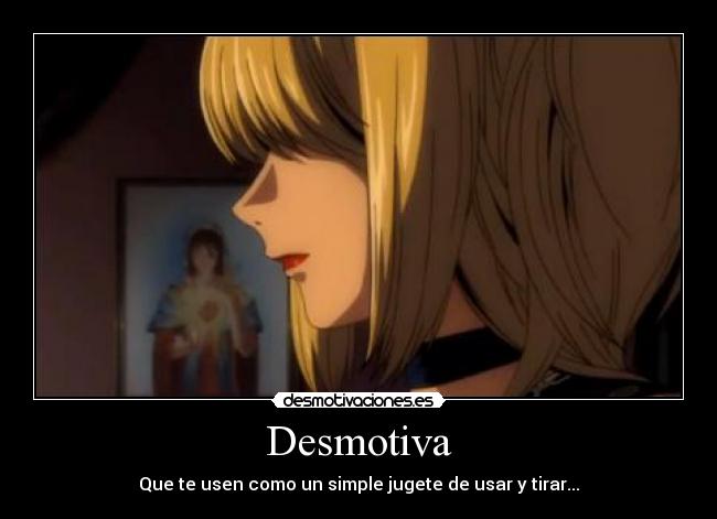 carteles misa amane usar jugete death note anime tristeza desmotivaciones