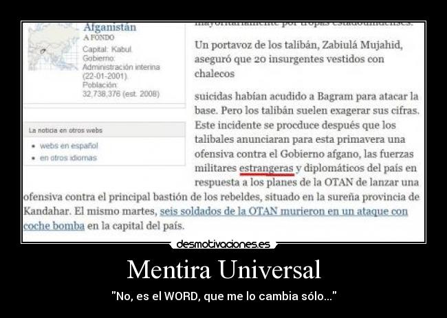 Mentira Universal - No, es el WORD, que me lo cambia sólo...