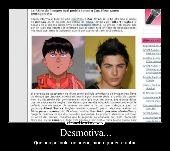 carteles anime akira manga zack efron pelicula desmotivaciones