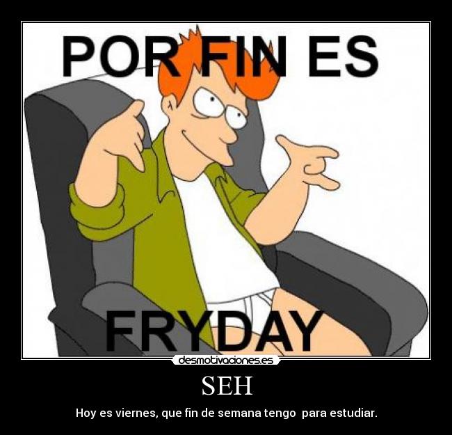 SEH - Hoy es viernes, que fin de semana tengo  para estudiar.