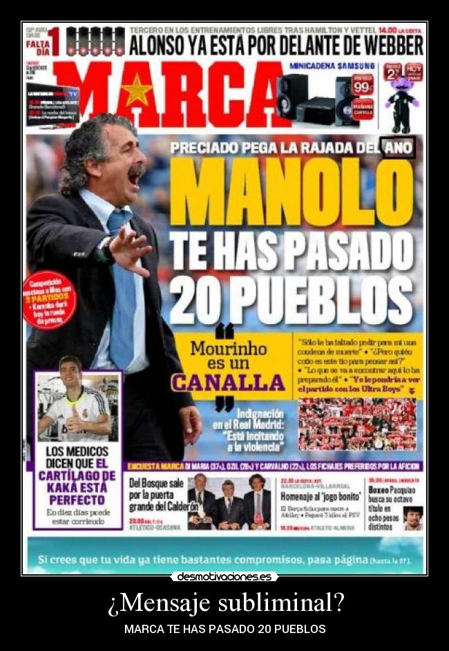 ¿Mensaje subliminal? - MARCA TE HAS PASADO 20 PUEBLOS