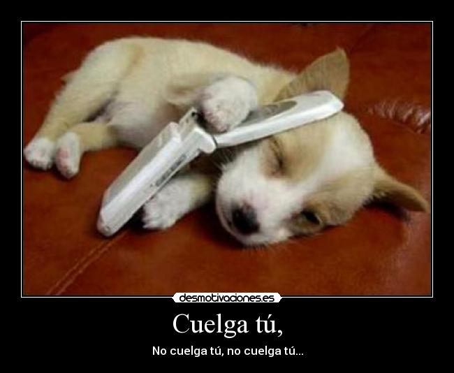 Cuelga tú, - No cuelga tú, no cuelga tú...