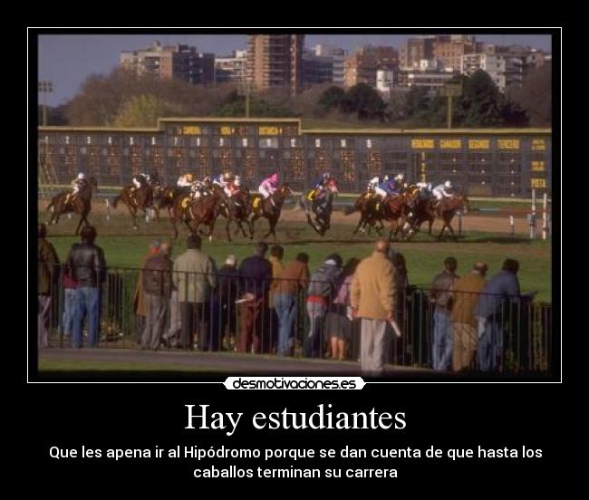 Hay estudiantes - Que les apena ir al Hipódromo porque se dan cuenta de que hasta los
caballos terminan su carrera