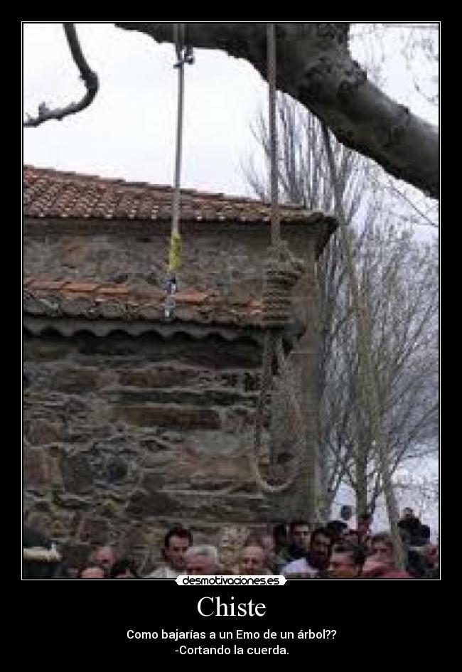 Chiste - Como bajarías a un Emo de un árbol??
-Cortando la cuerda.