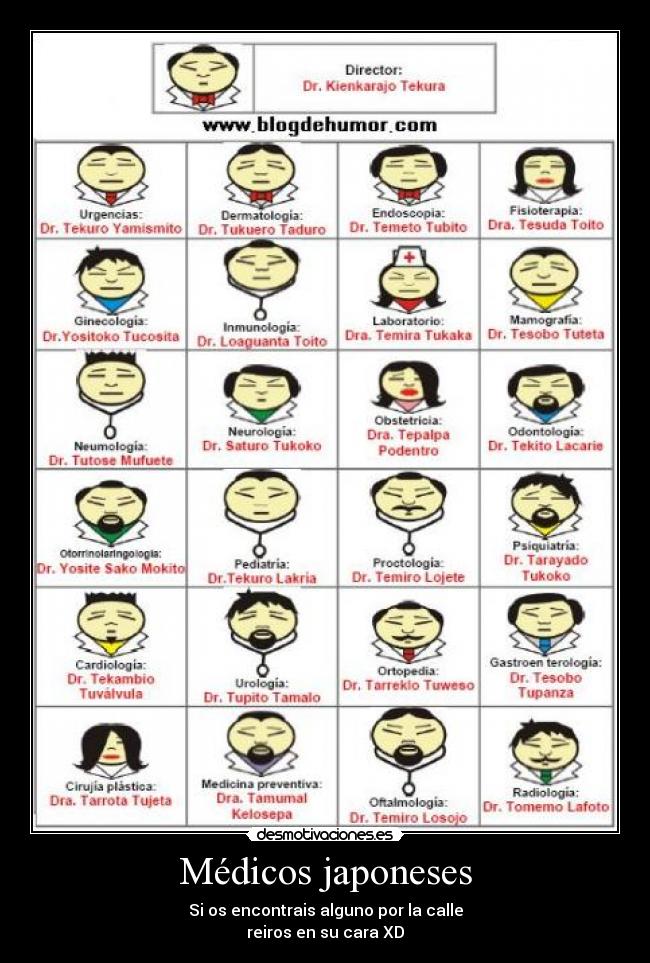 Médicos japoneses - Si os encontrais alguno por la calle
reiros en su cara XD