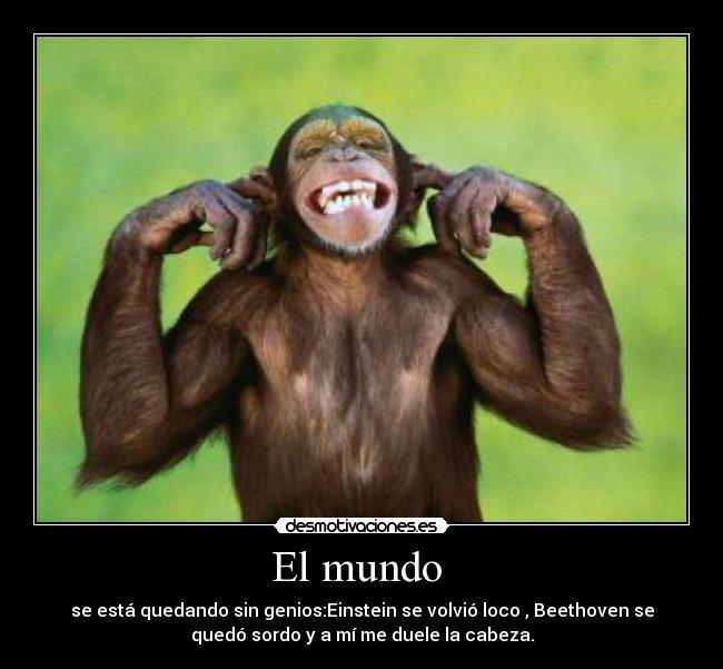 El mundo - se está quedando sin genios:Einstein se volvió loco , Beethoven se
quedó sordo y a mí me duele la cabeza.