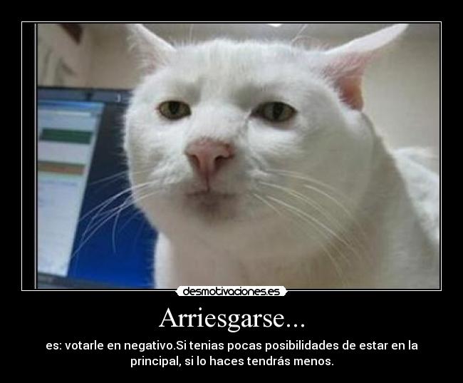 Arriesgarse... - es: votarle en negativo.Si tenias pocas posibilidades de estar en la
principal, si lo haces tendrás menos.