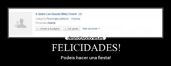 FELICIDADES! - Podeis hacer una fiesta!