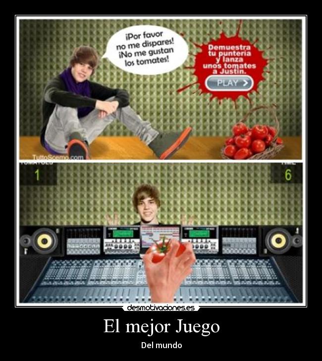 carteles justin bieber tomates juego facebook desmotivaciones