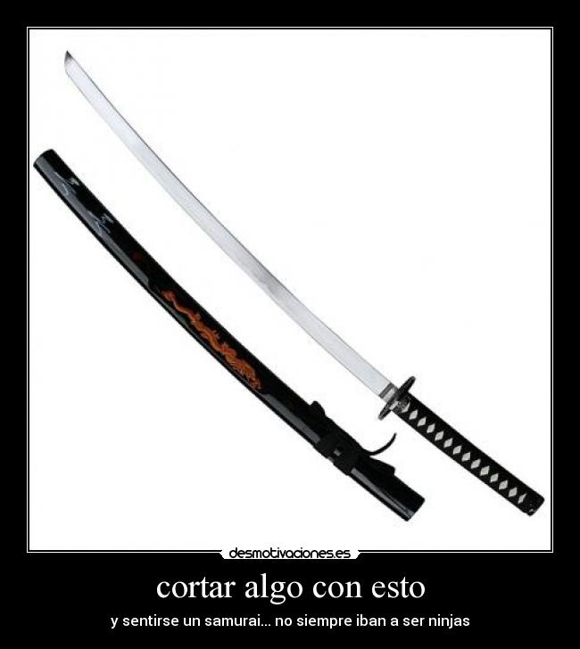 cortar algo con esto - y sentirse un samurai... no siempre iban a ser ninjas