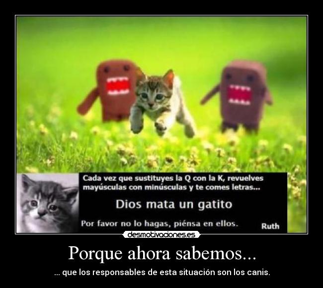 Porque ahora sabemos... - ... que los responsables de esta situación son los canis.